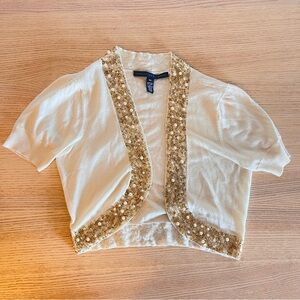 Robert Rodriguez Silk Cashmere Blend Beaded Pearl Bolero XS